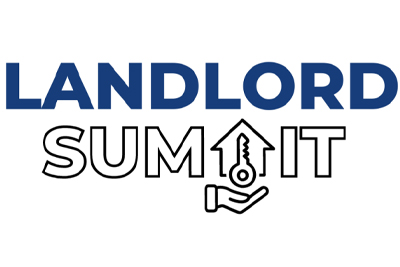 Landlord Summit Logo with Icon of Hand Holding a Key in a House