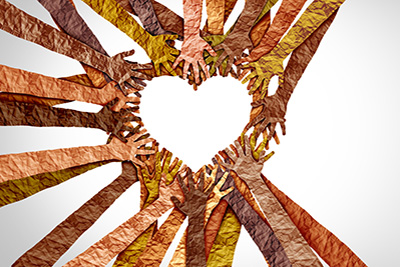 Shades of Tan, Brown and Yellow Paper Hands Making a Heart