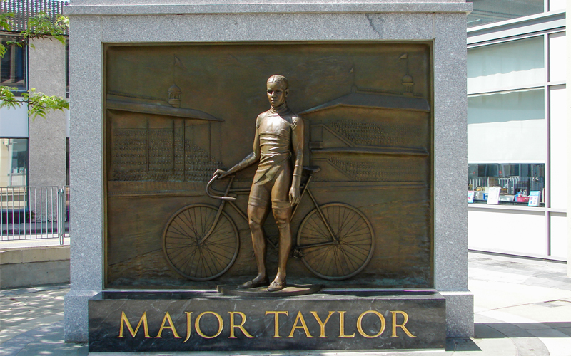 Statue of Major Taylor in Bronze at Worcester Public Library
