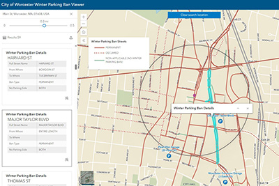 Screenshot of Winter Parking Ban Map
