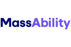 MassAbility Logo/Text in Dark Blue and Purple Lettering