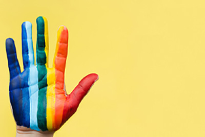 Hand Painted Rainbow with Yellow Background