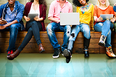 Youth Kids Sitting on a Bench